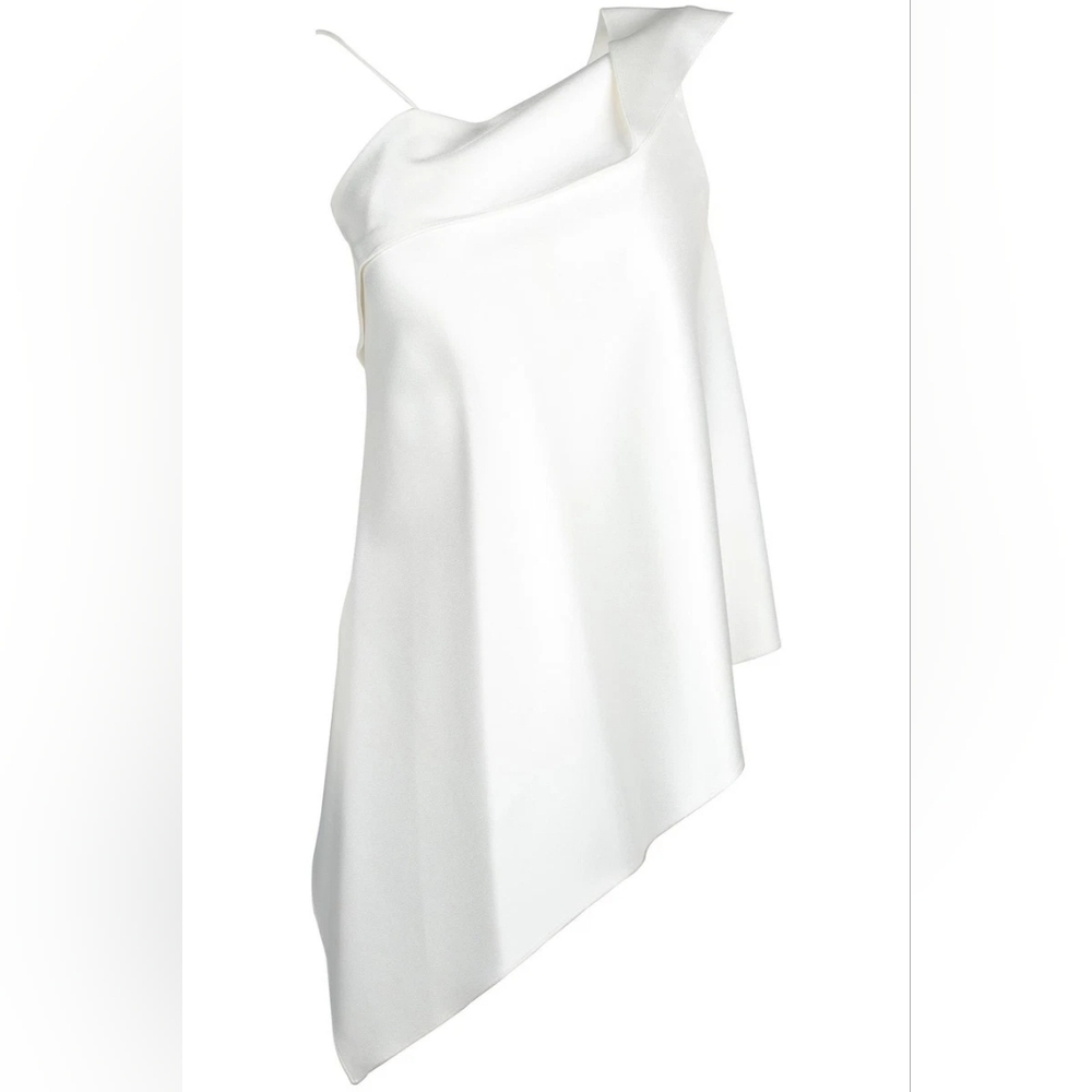 Roland Mouret White Asymmetrical Cotton Tunic Size US4